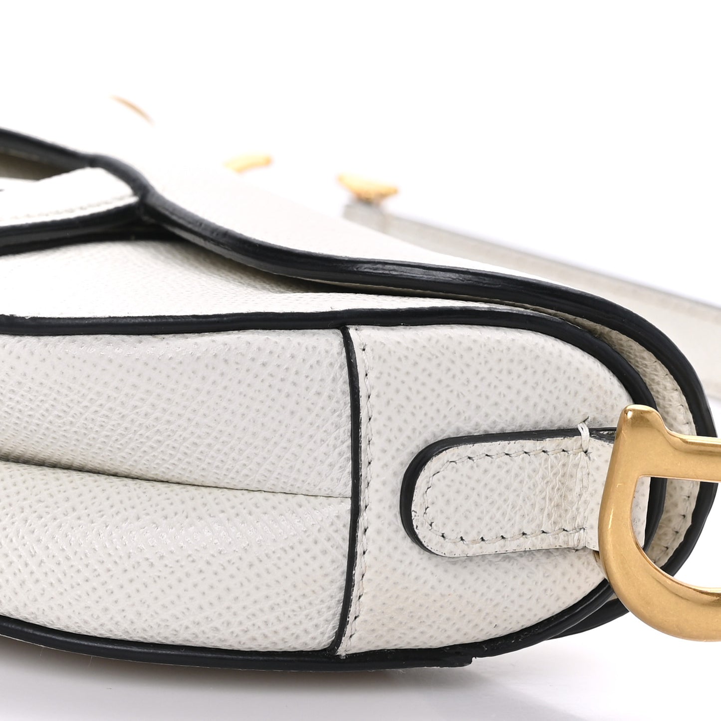 Grained Calfskin Mini Saddle Bag White
