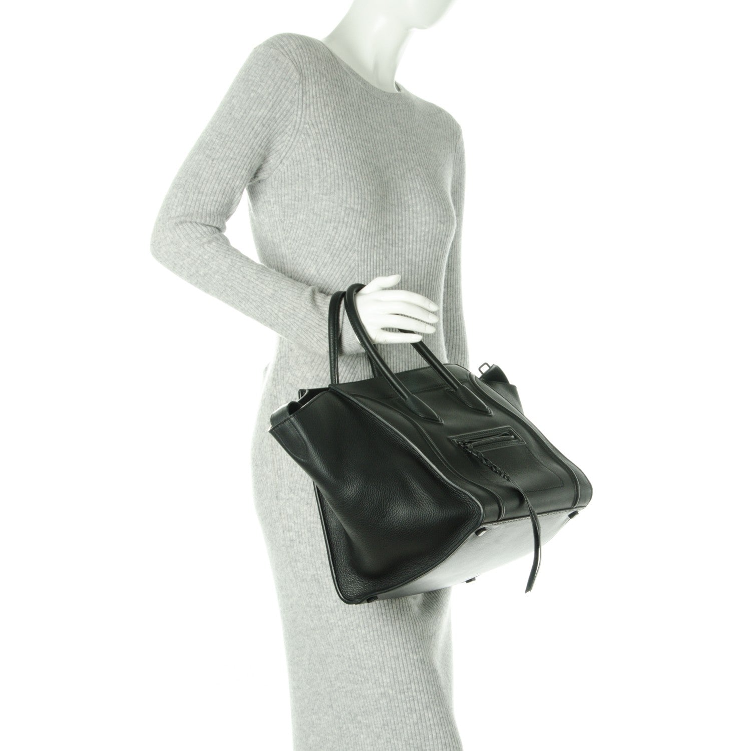 Celine Supple Calfskin Medium Phantom Luggage Black 2 of 7