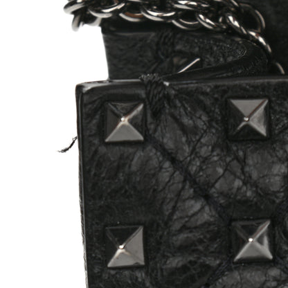 Valentino Garavani Craquele Nappa Medium Rockstud Spike Shoulder Bag Black 10 of 12