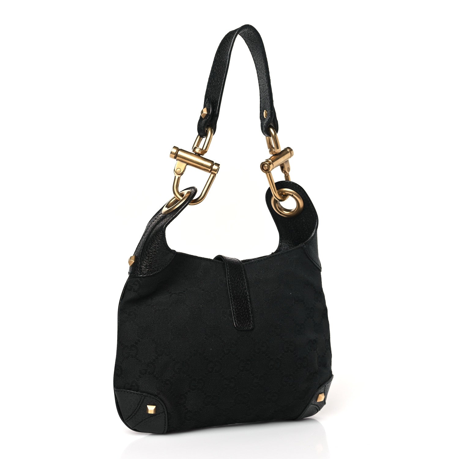 Gucci Monogram Mini Piston Lock Jackie O Hobo Black 3 of 9