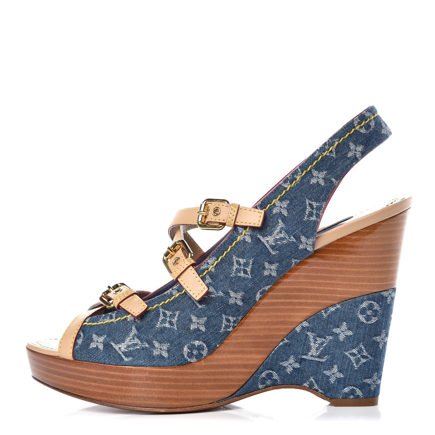 Denim Monogram Alyssa Wedges 41 Blue