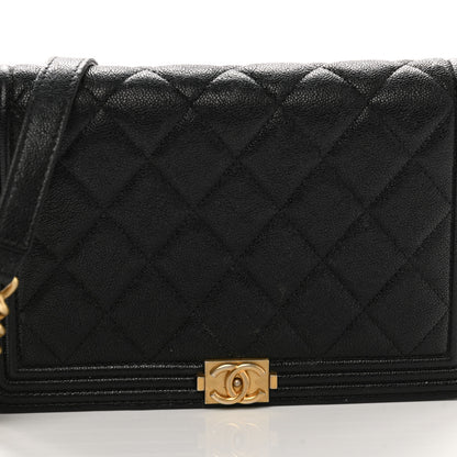 Chanel Caviar Quilted Boy Wallet On Chain WOC Black 17 of 29