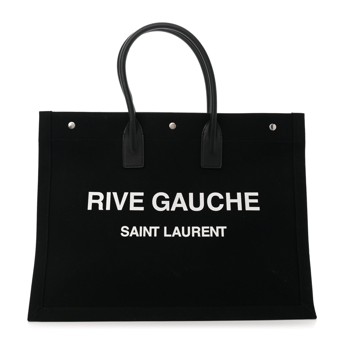 Linen Calfskin Rive Gauche Tote Black