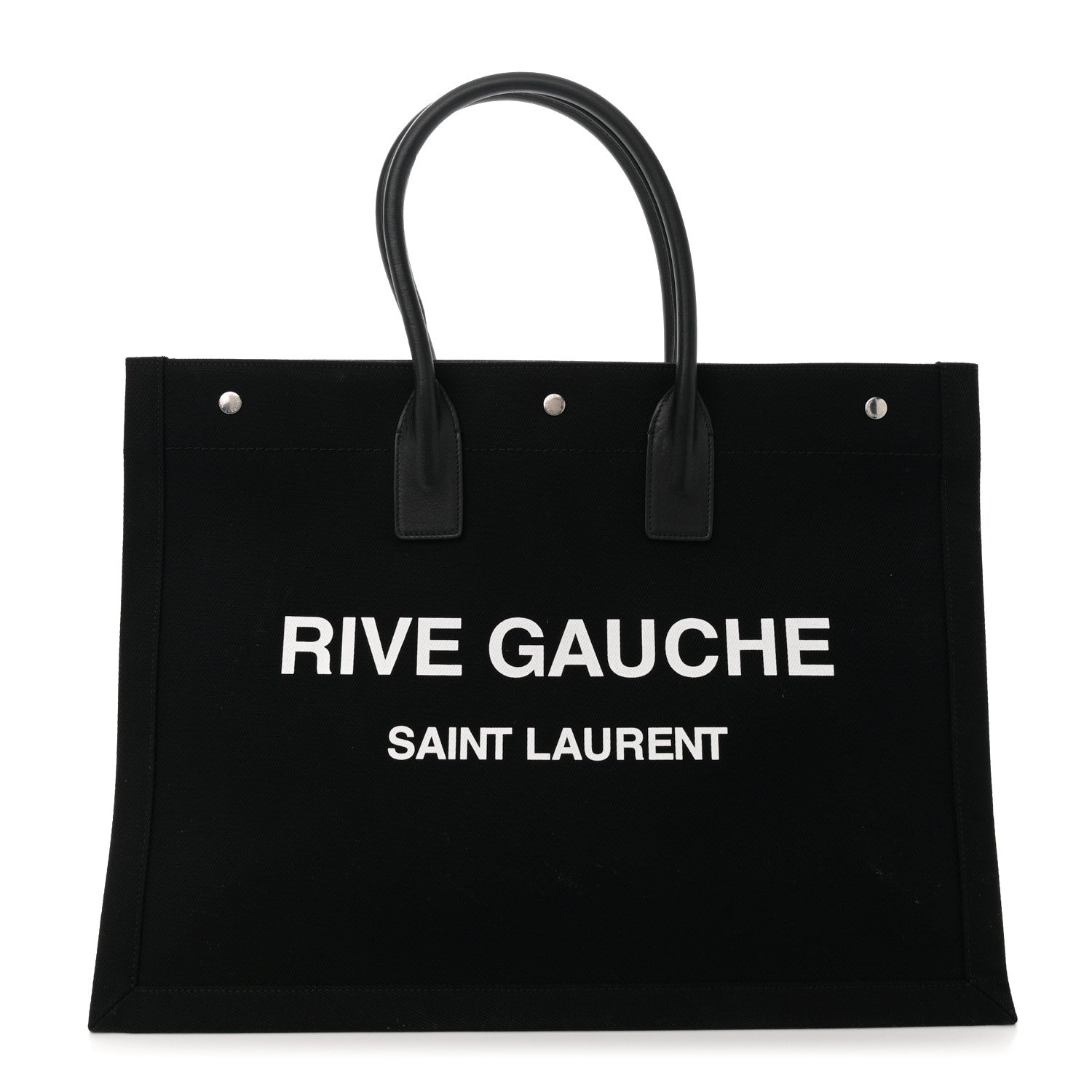 Saint Laurent Linen Calfskin Rive Gauche Tote Black 1 of 12