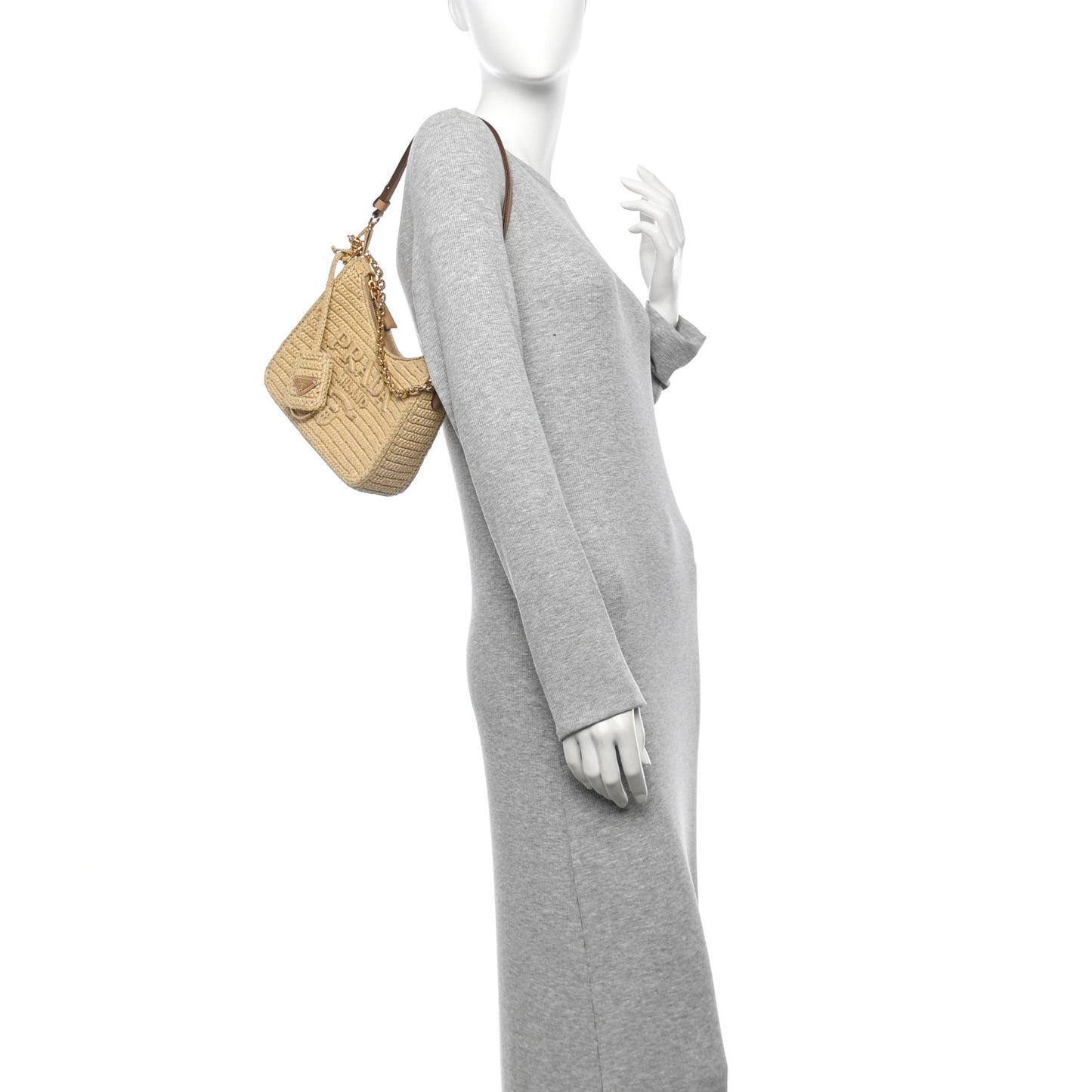 Yarn Raffia Effect Crochet Mini Re-Edition 2000 Shoulder Bag Naturale