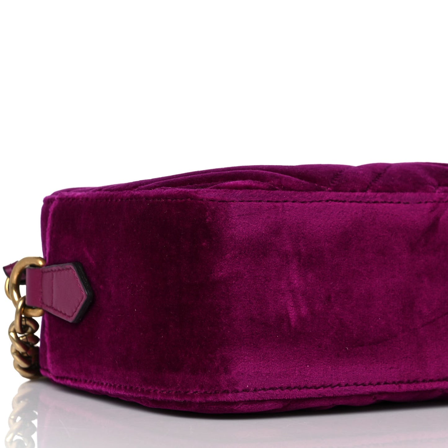 Velvet Matelasse Small GG Marmont Chain Shoulder Bag Fuchsia Violet Cyclamen