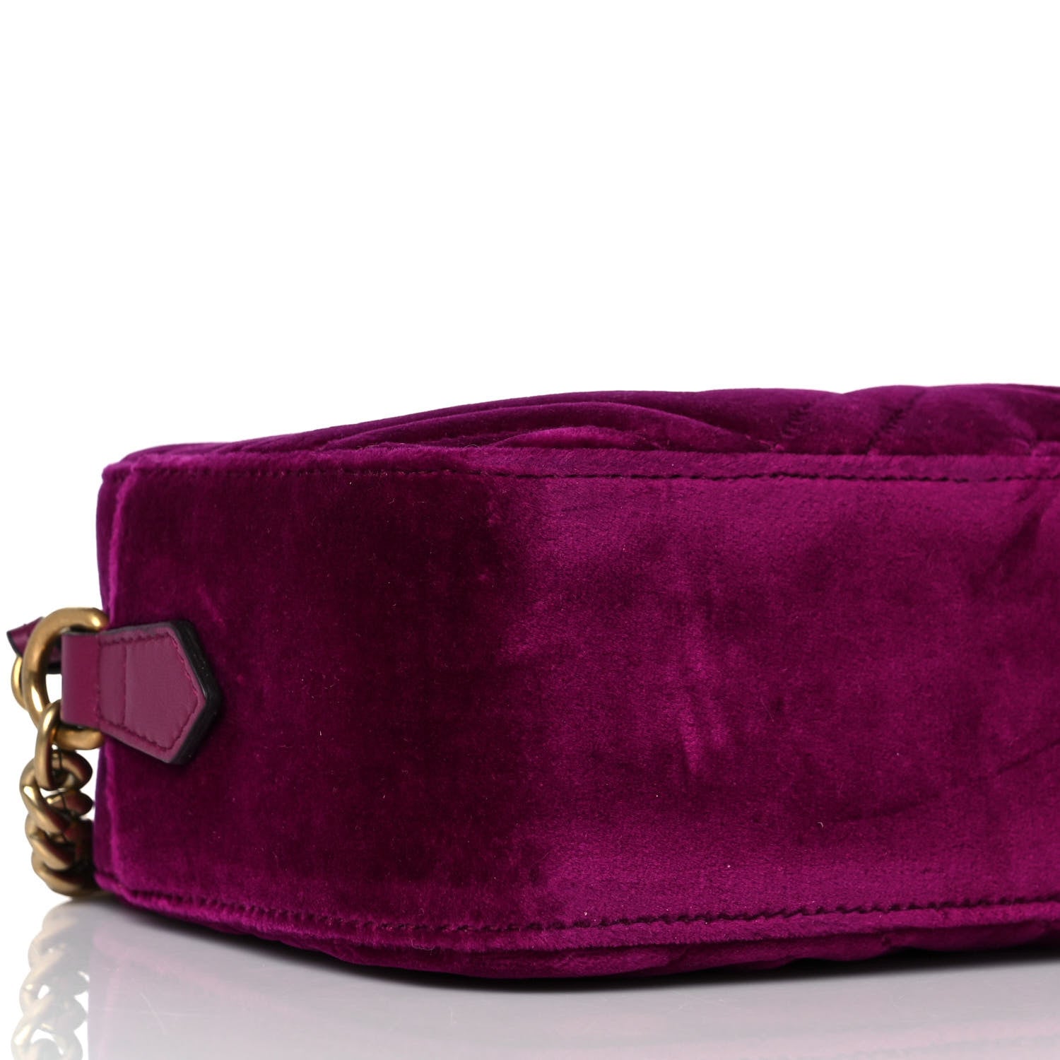 Gucci Velvet Matelasse Small GG Marmont Chain Shoulder Bag Fuchsia Violet Cyclamen 8 of 10