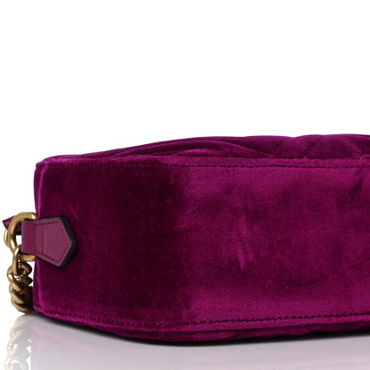 Gucci Velvet Matelasse Small GG Marmont Chain Shoulder Bag Fuchsia Violet Cyclamen 8 of 10