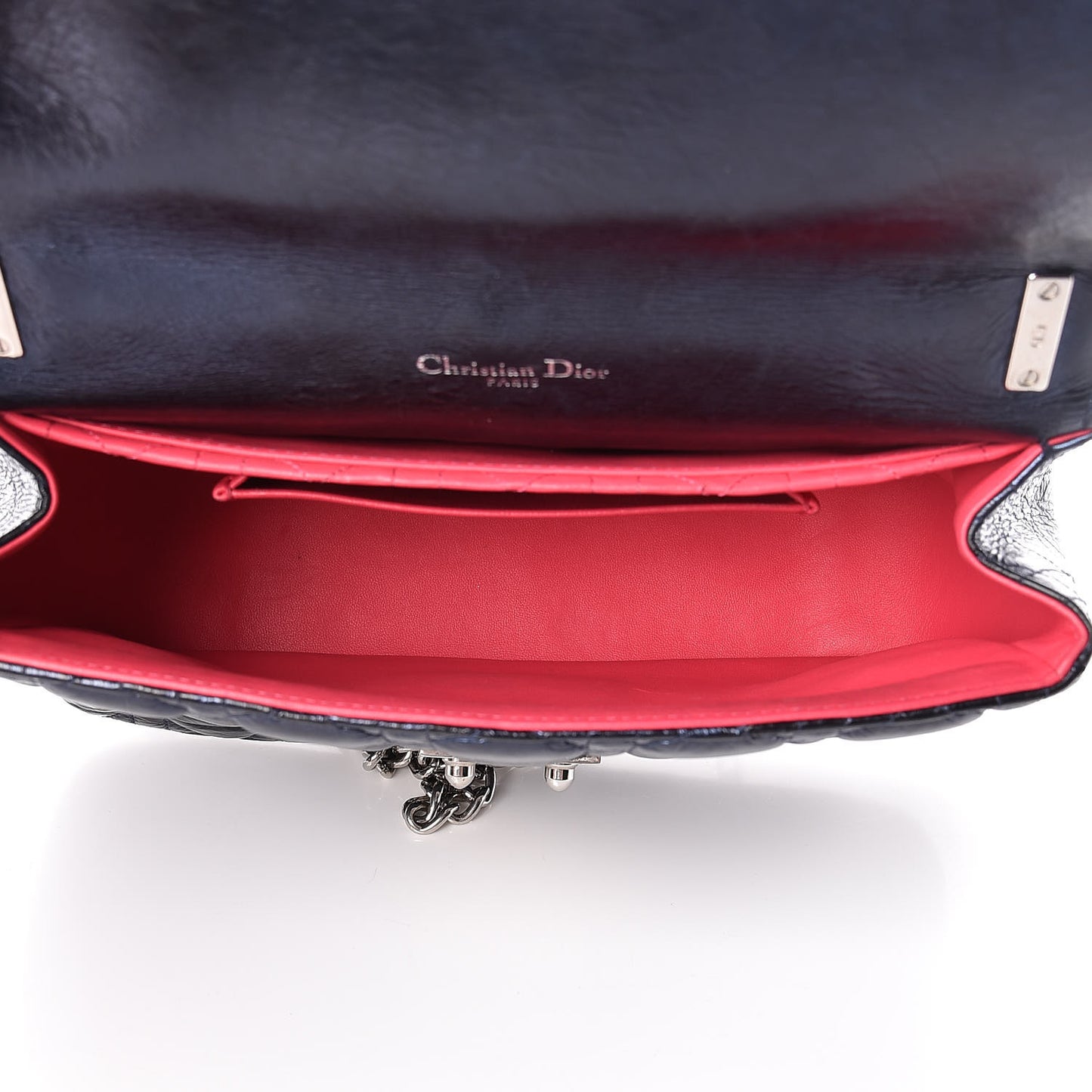 Metallic Calfskin Large Miss Dior Flap Marine