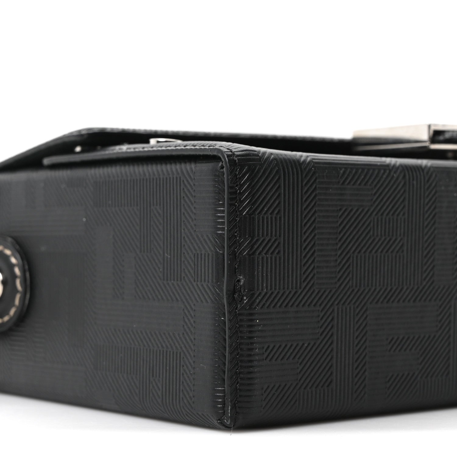 Fendi Vitello King FF Lines Embossed Baguette Soft Trunk Black 16 of 19
