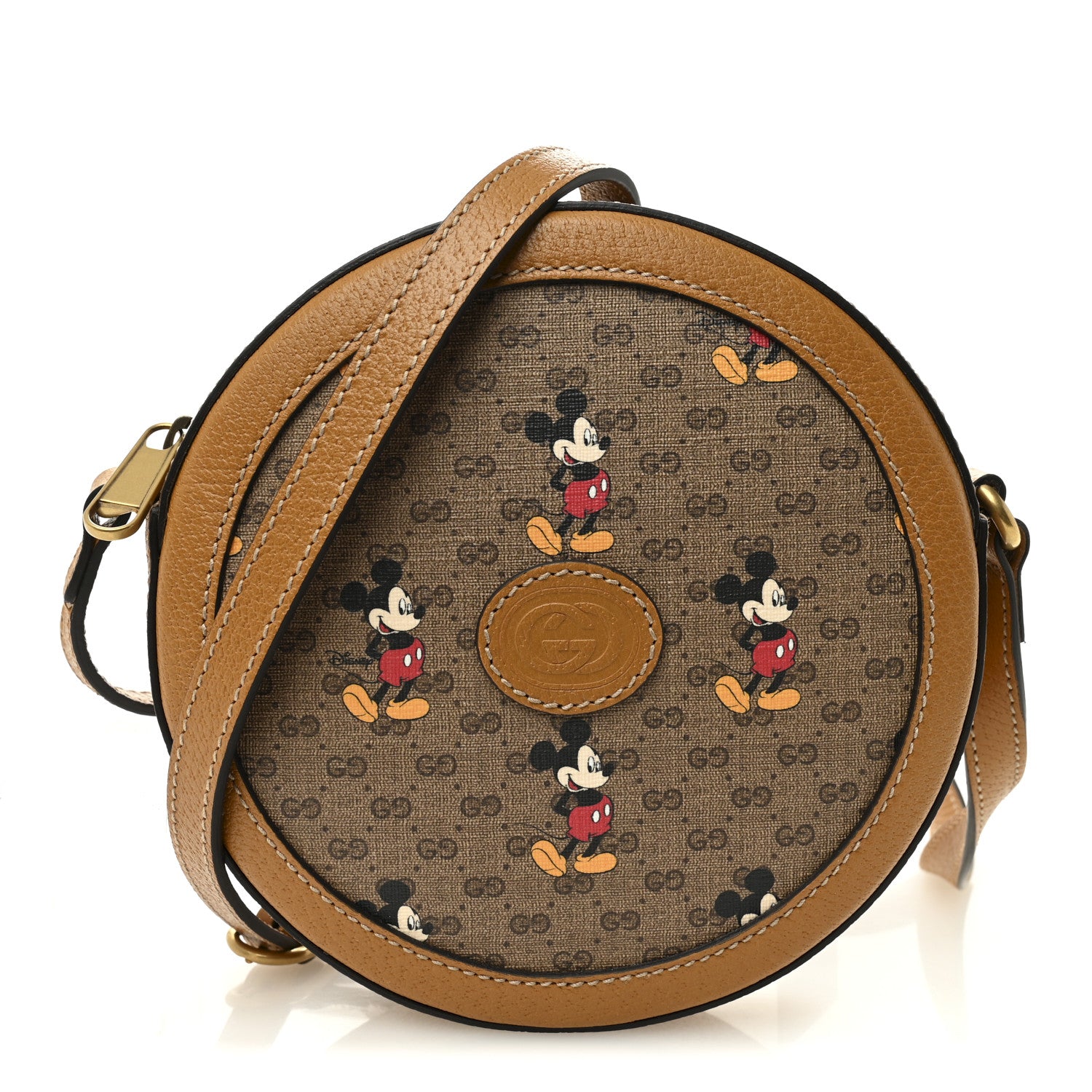 Gucci X DISNEY Mini Vintage GG Supreme Monogram Mickey Mouse Round Shoulder Bag Beige Vintage Sun Oil 1 of 11