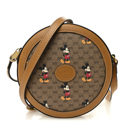 Gucci X DISNEY Mini Vintage GG Supreme Monogram Mickey Mouse Round Shoulder Bag Beige Vintage Sun Oil 1 of 11