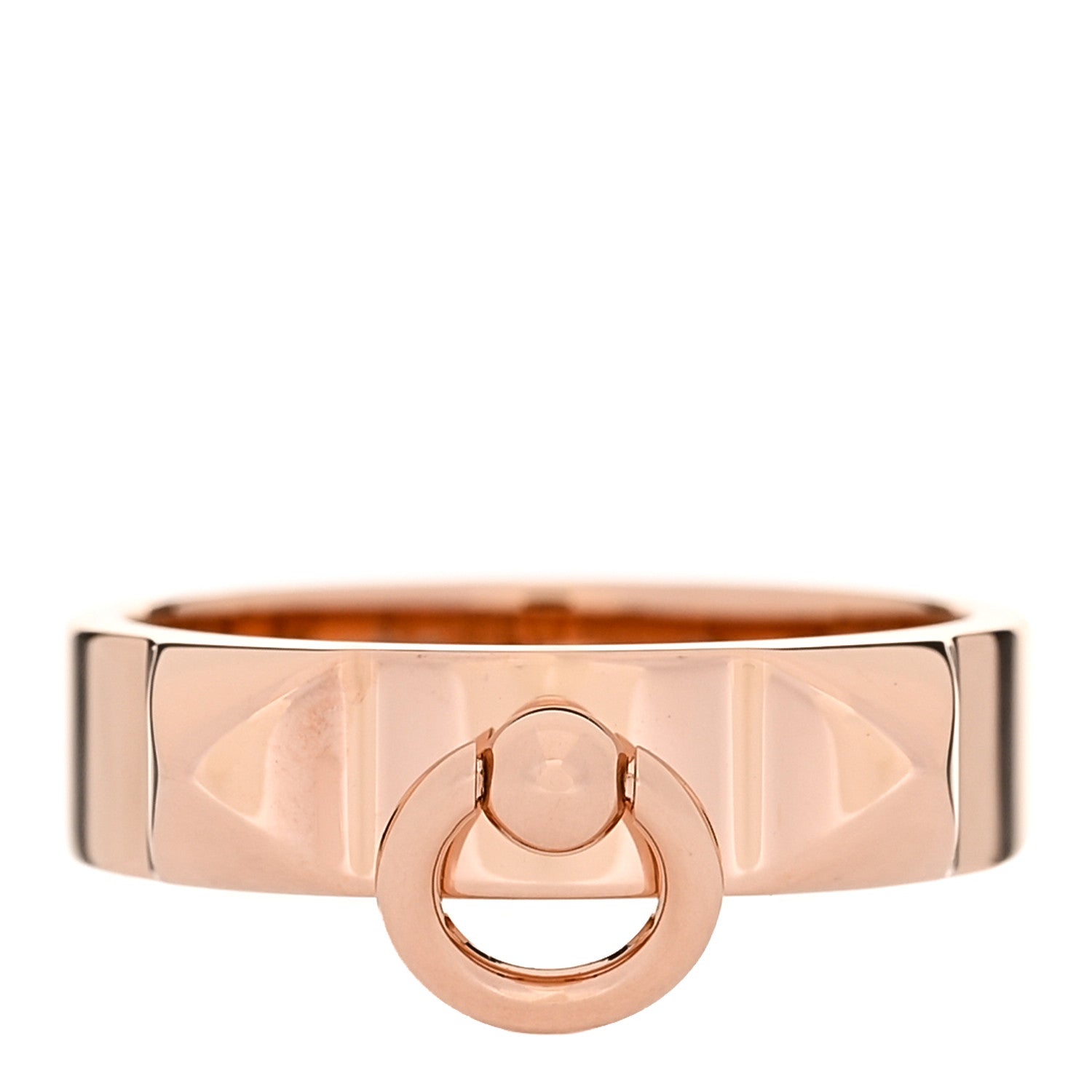 Hermes 18K Rose Gold PM Collier De Chien Ring 53 6.5 1 of 5