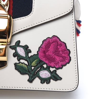 Gucci Calfskin Embroidered Mini Sylvie Top Handle Bag White 10 of 10