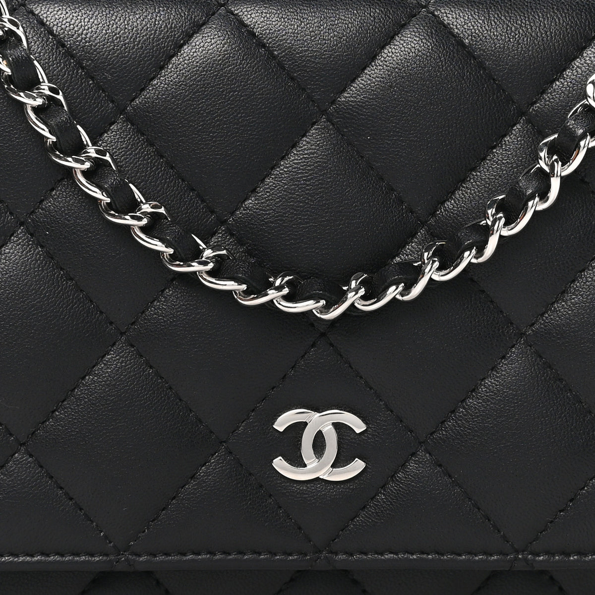 Chanel Lambskin Quilted Wallet On Chain WOC Black 8 of 11