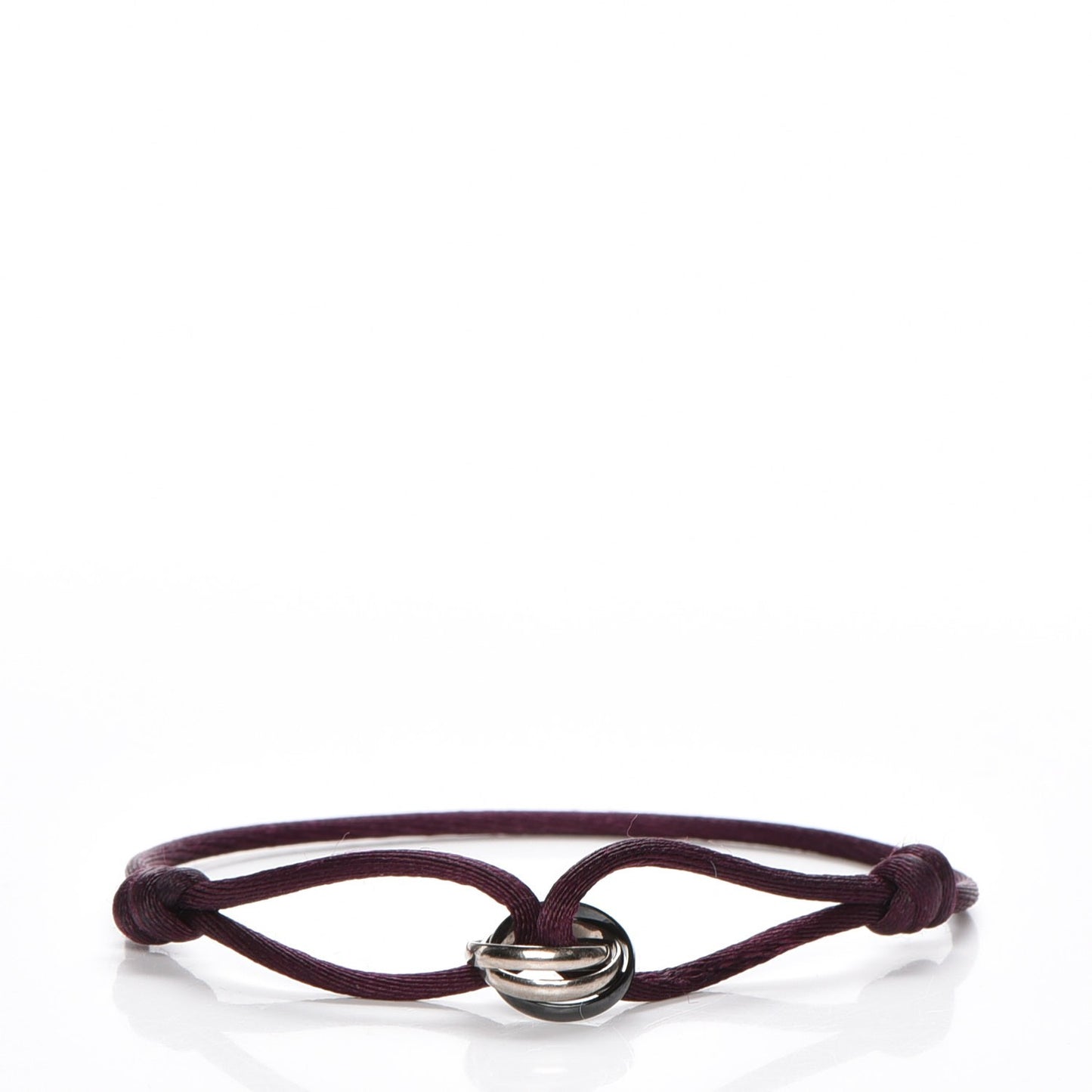 18K White Gold Ceramic Trinity Cord Bracelet Purple