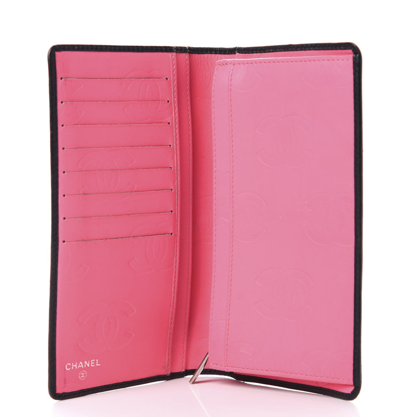 Calfskin Quilted Cambon Yen Wallet Black