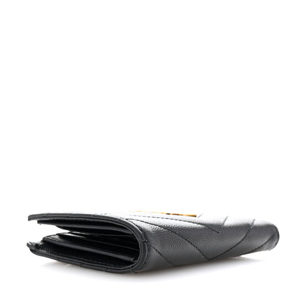 Saint Laurent Grain De Poudre Matelasse Chevron Monogram Zipped Two-Part Wallet Black 4 of 7