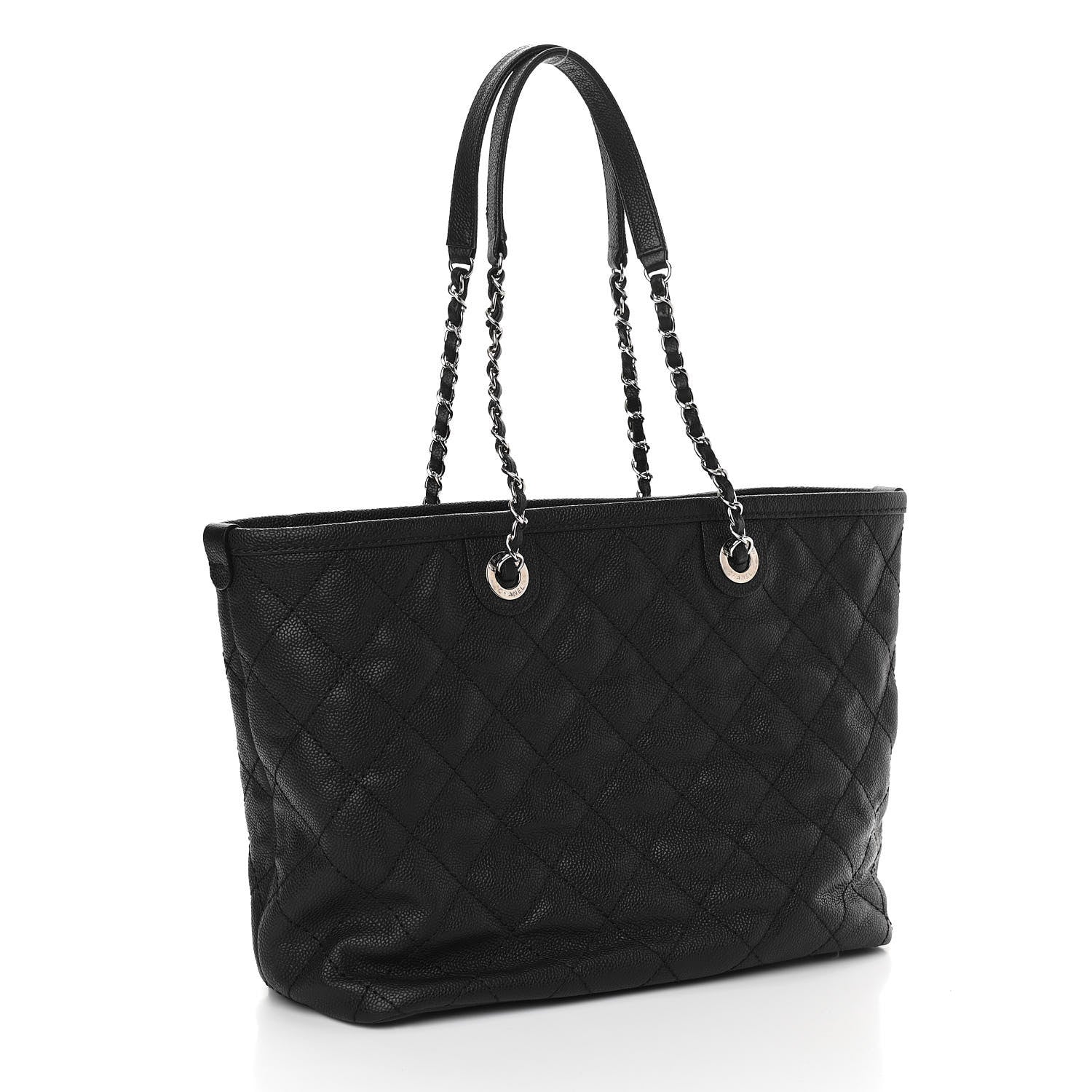 Chanel Grained Calfskin Quilted Small Daily Shopping Tote Black 4 of 13