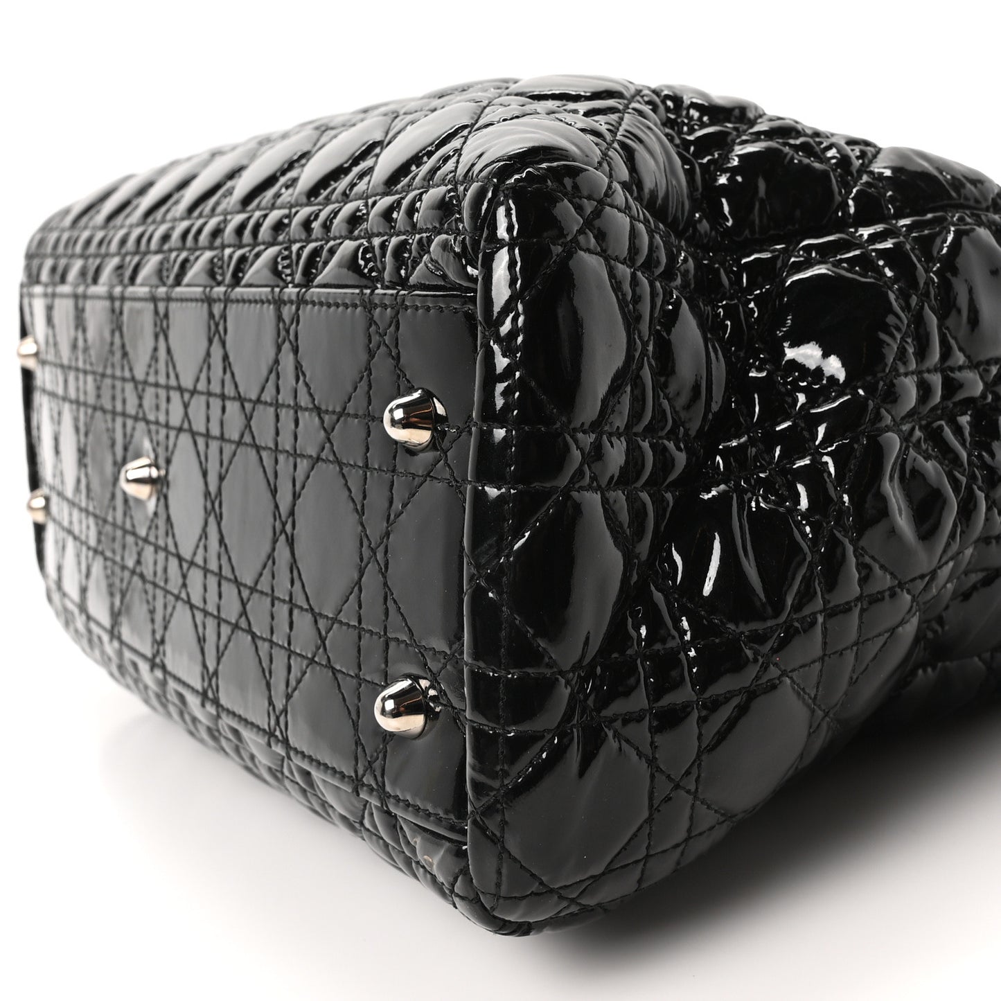 Patent Cannage Large Dior Soft Shopping Tote Black