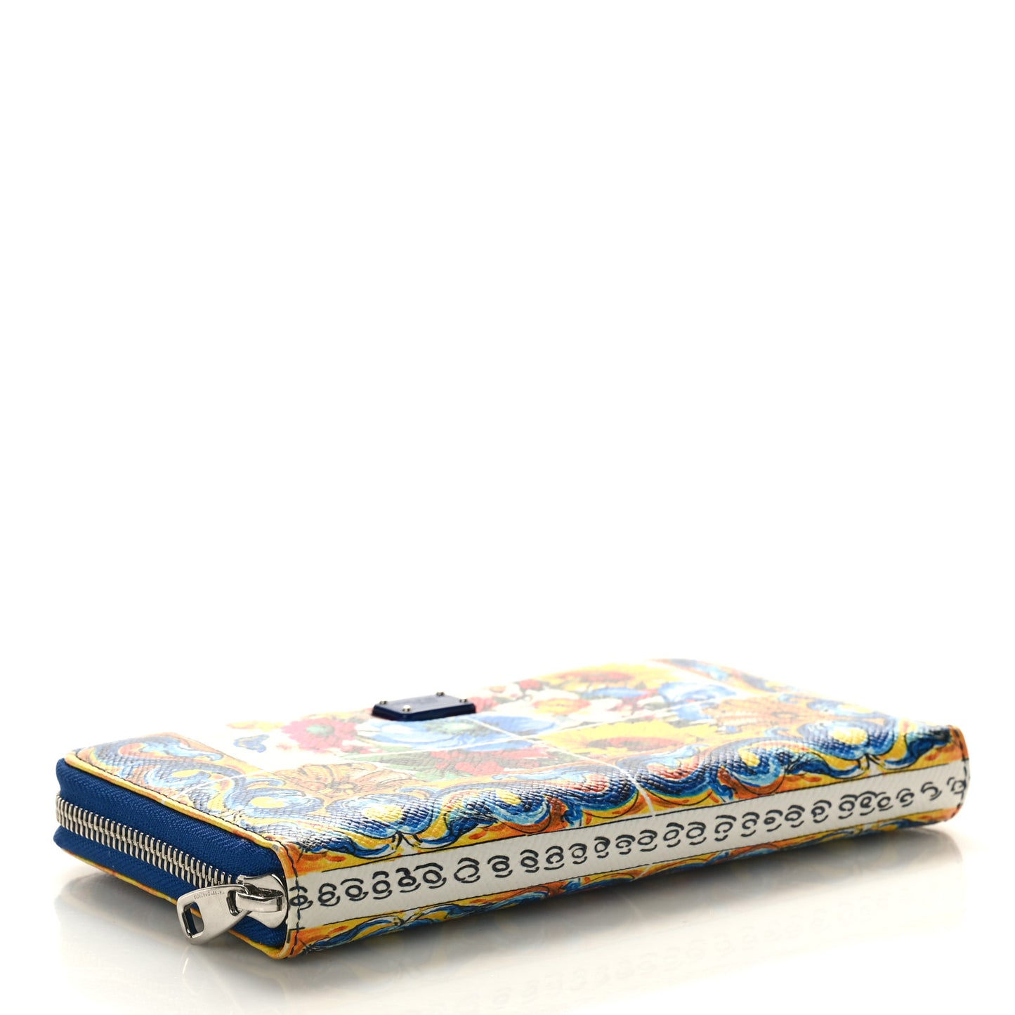 DOLCE GABBANA Dauphine Majolica Printed Zip Around Wallet Multicolor