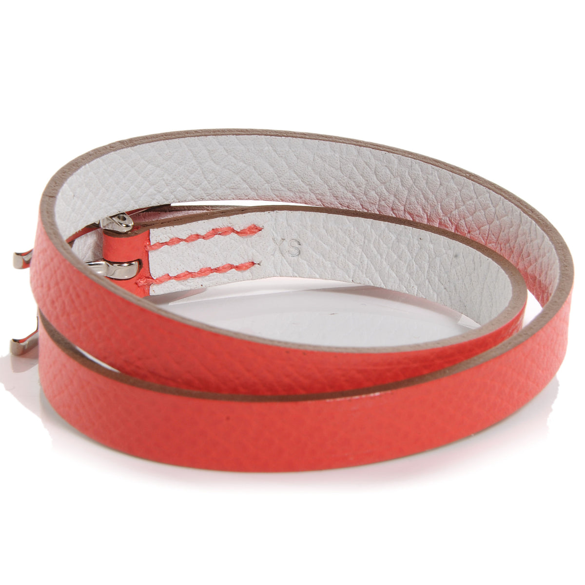 Hermes Epsom Behapi Double Tour Bracelet XS Rose Jaipur White 4 of 6