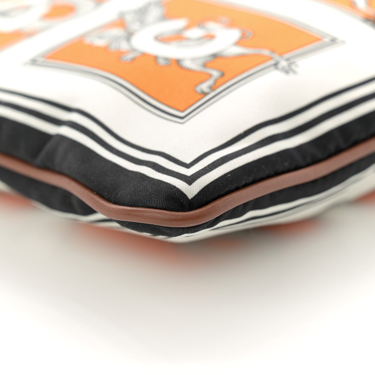 Satin Mythical Alphabet Drawstring Pouch Orange Black White