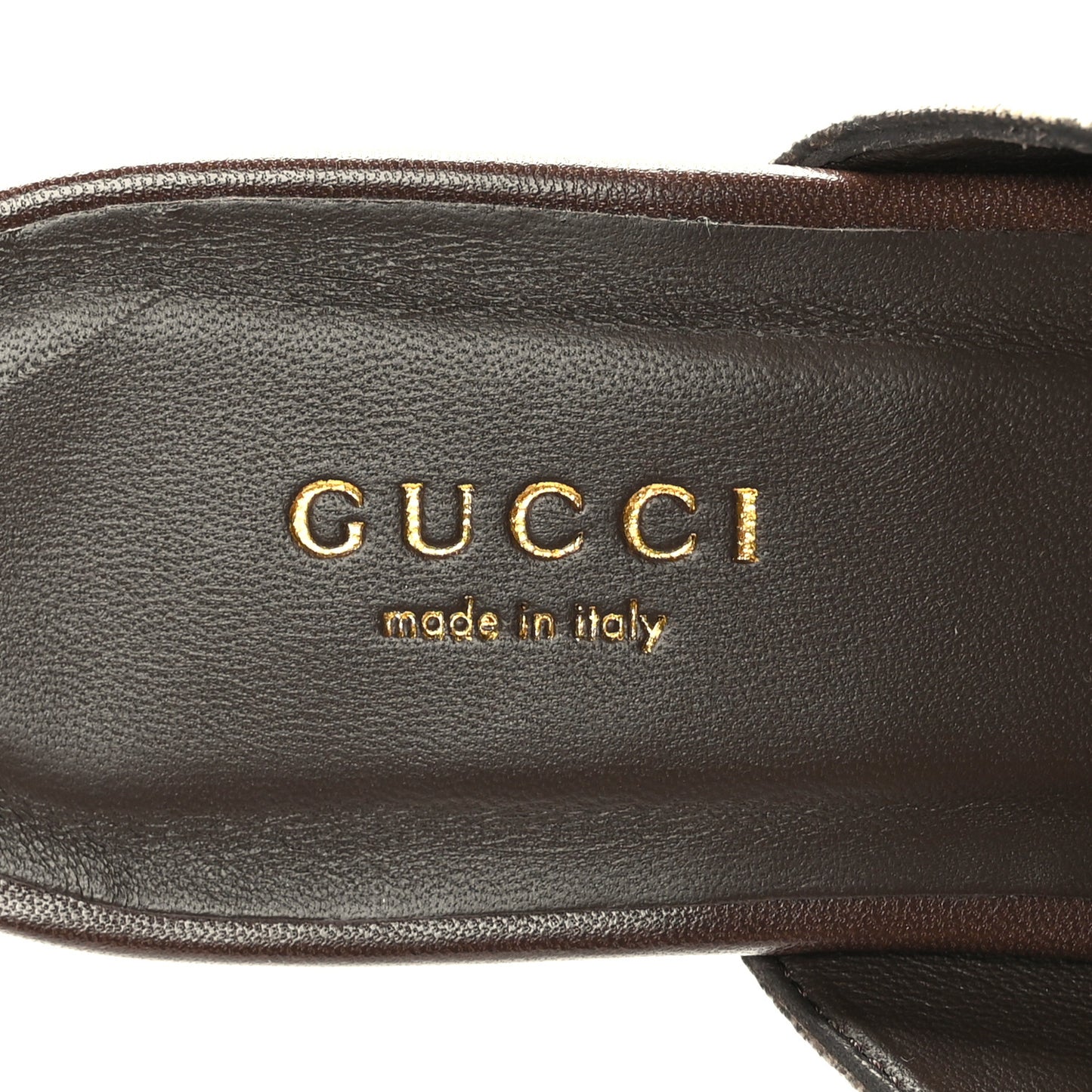 GG Supreme Monogram Malaga Kid Blondie Thong Sandals 37 Beige Ebony New Acero