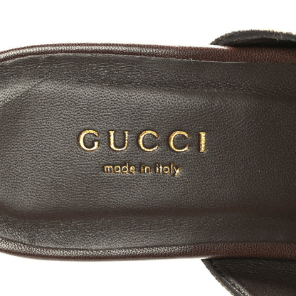 Gucci GG Supreme Monogram Malaga Kid Blondie Thong Sandals 37 Beige Ebony New Acero 6 of 8