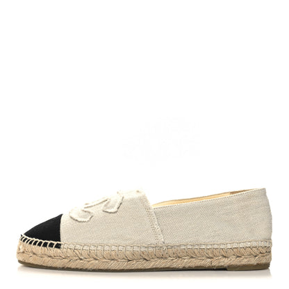 Chanel Linen CC Espadrilles 40 Beige Black 1 of 10