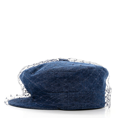 Christian Dior Denim Arty Cap with Veil 57 Blue 4 of 8