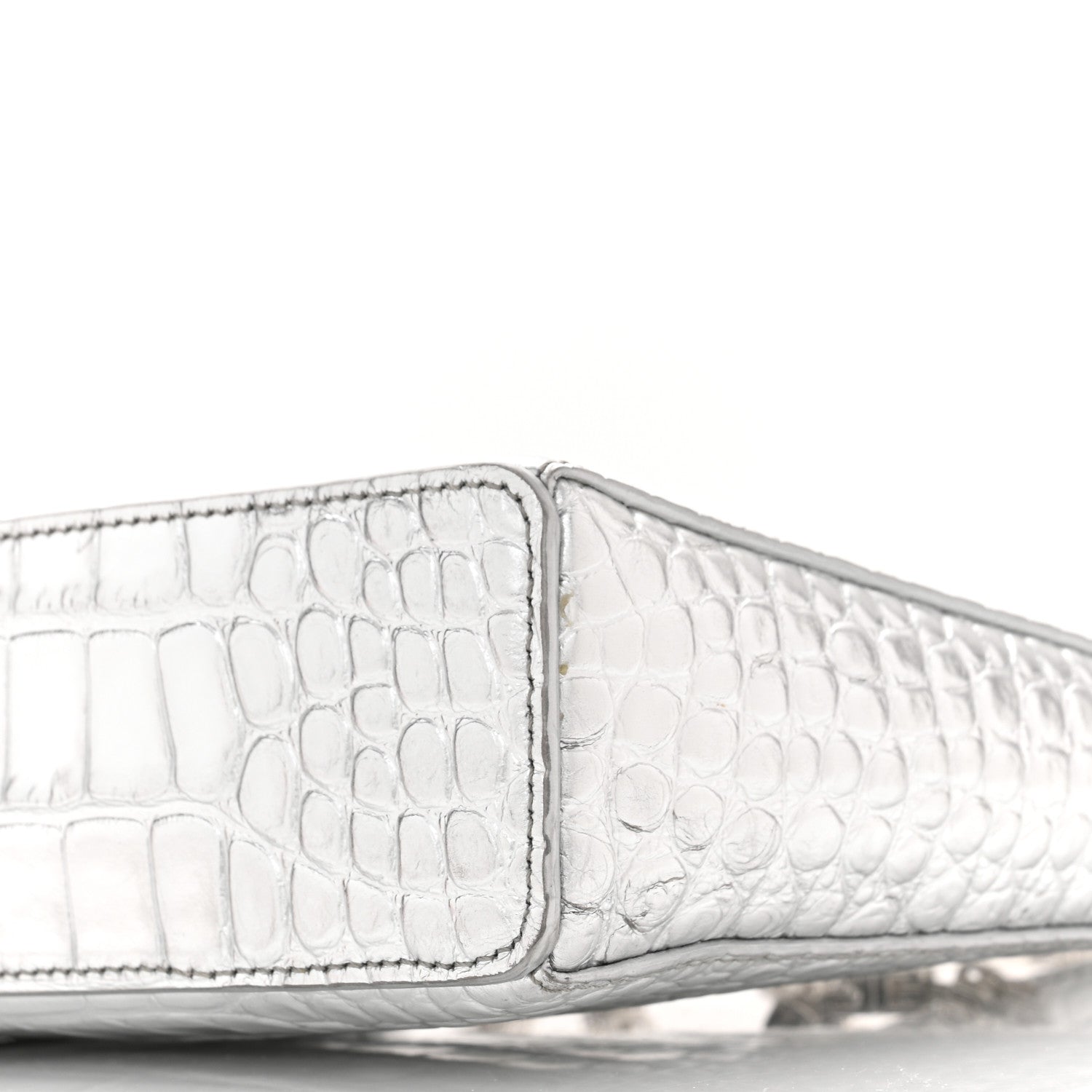 Givenchy Metallic Calfskin Croc Embossed Small Cut Out Shoulder Bag Silver 10 of 10
