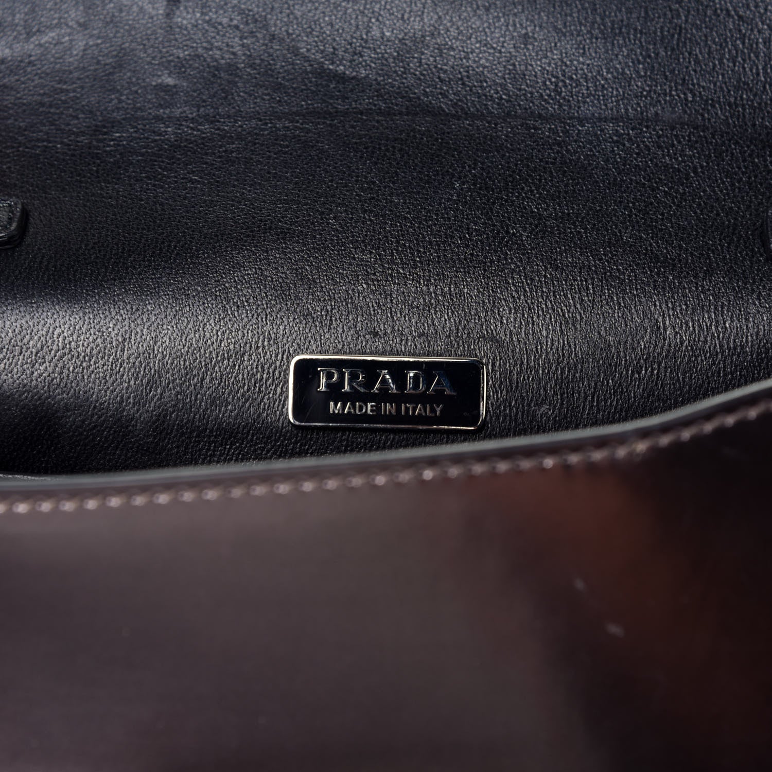 Prada Metallic Vitello Saffiano Cahier Bag Ferro Black 6 of 8