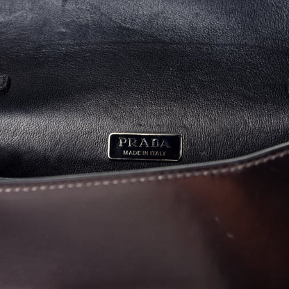 Prada Metallic Vitello Saffiano Cahier Bag Ferro Black 6 of 8