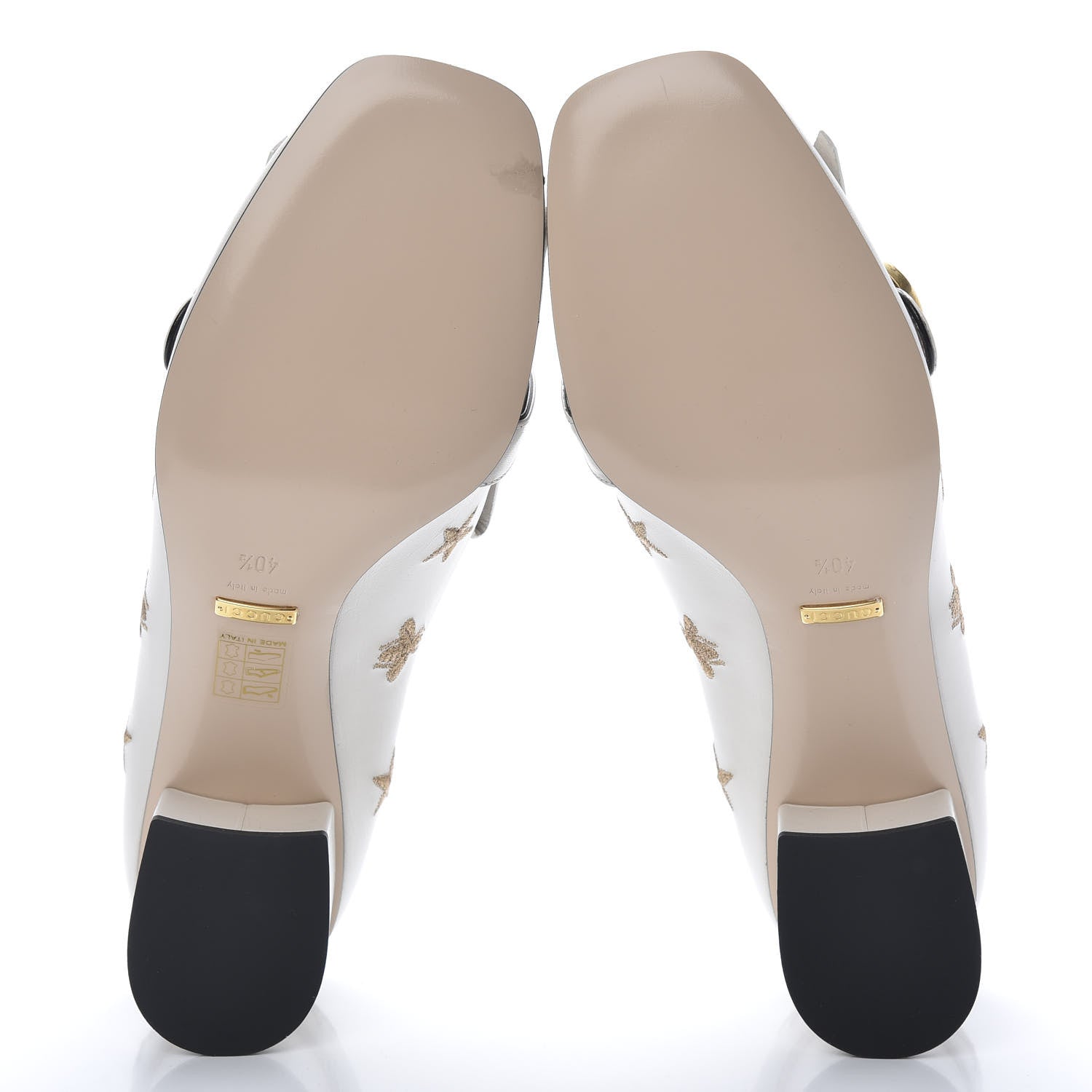 Gucci Quentin Goatskin Bee Star Embroidered GG Marmont Fringe 50mm Loafer Pumps 40.5 Mystic White 5 of 9
