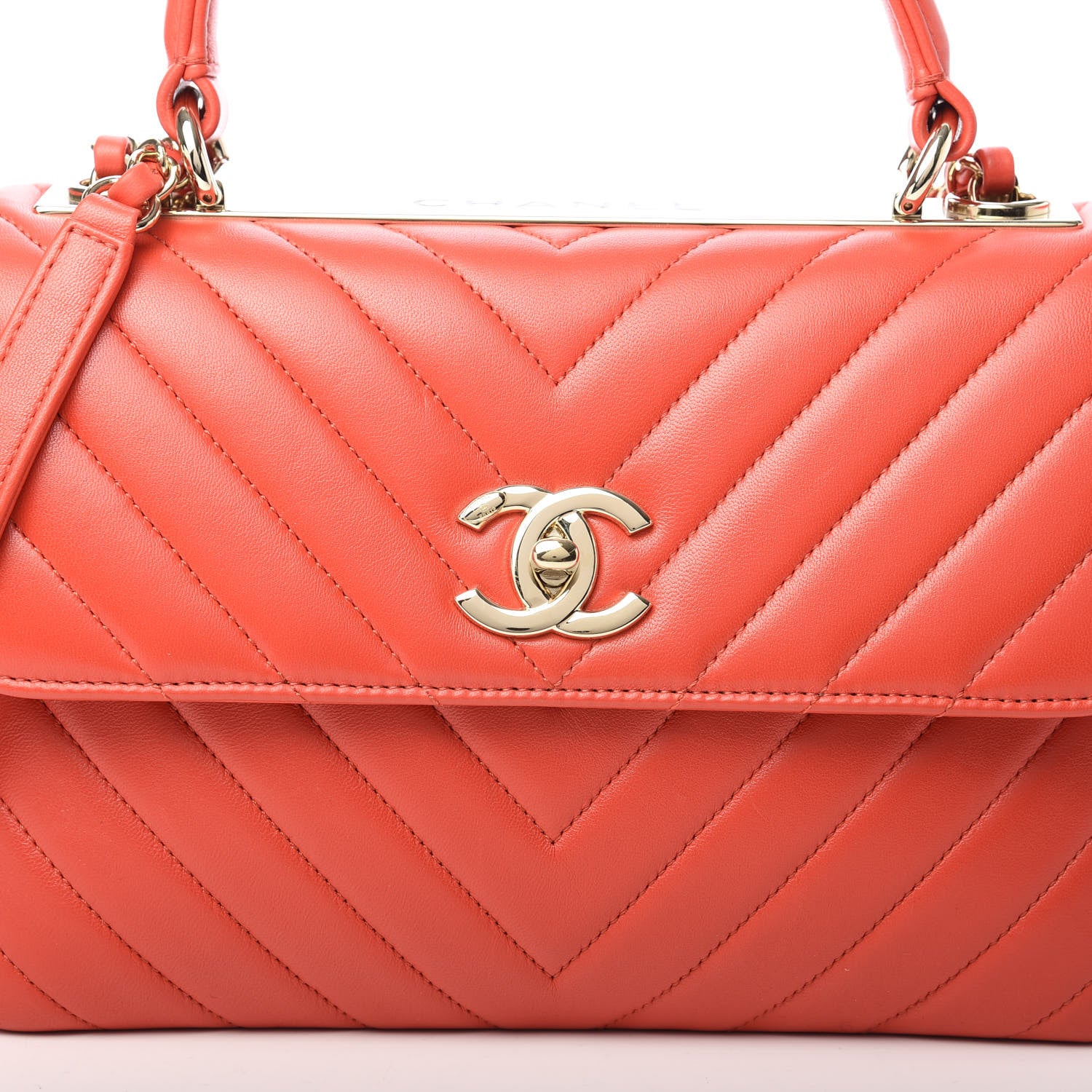 Chanel Lambskin Chevron Quilted Small Trendy CC Dual Handle Flap Bag Red 8 of 12