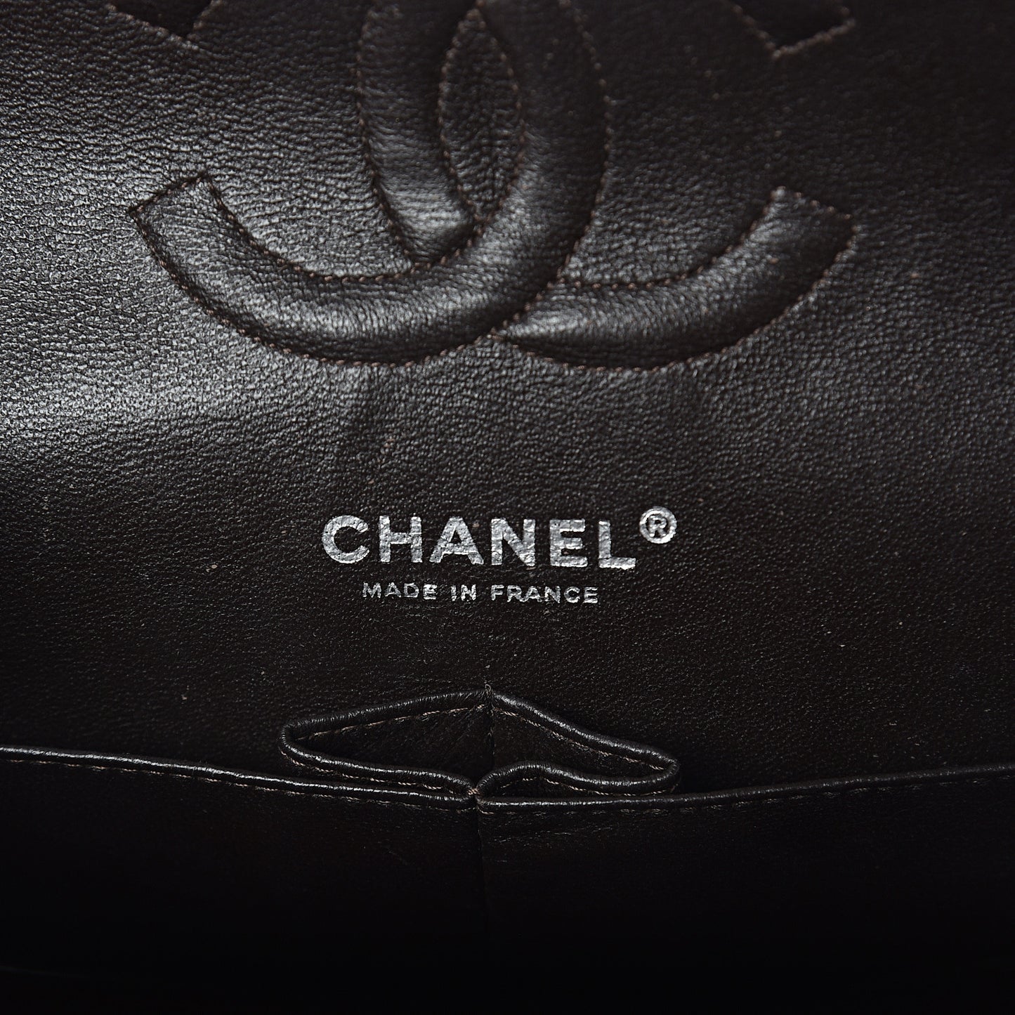 Caviar Quilted Medium Double Flap Dark Brown