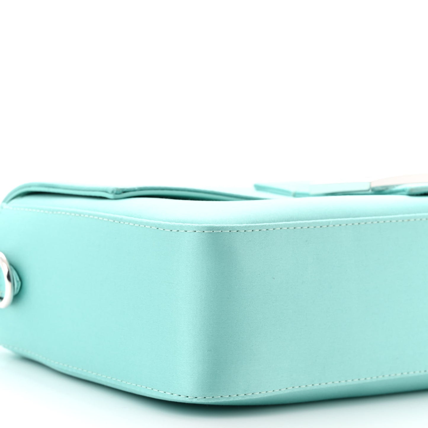 X TIFFANY Satin Nappa Silver Baguette Blue Tiffany Silver