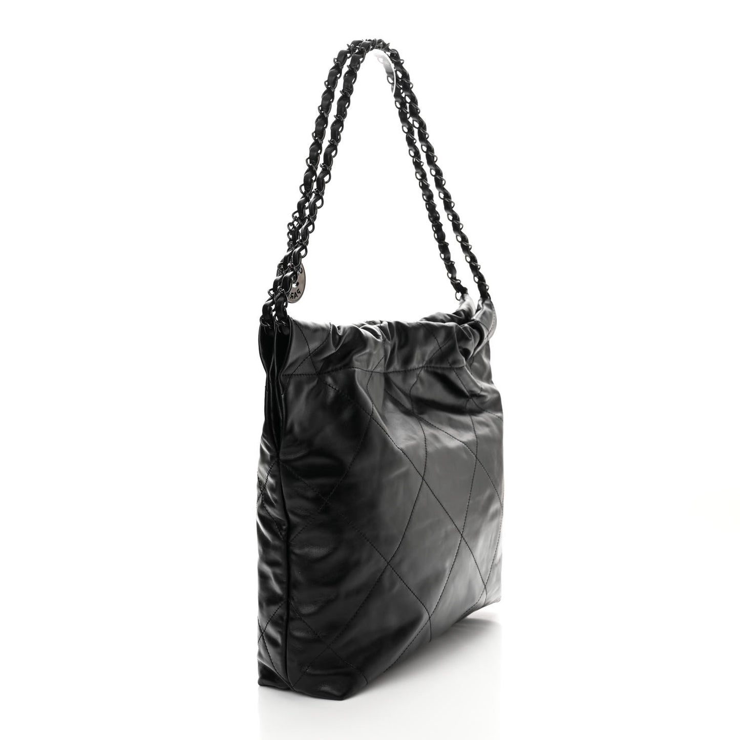 Shiny Calfskin Quilted Small Chanel 22 So Black