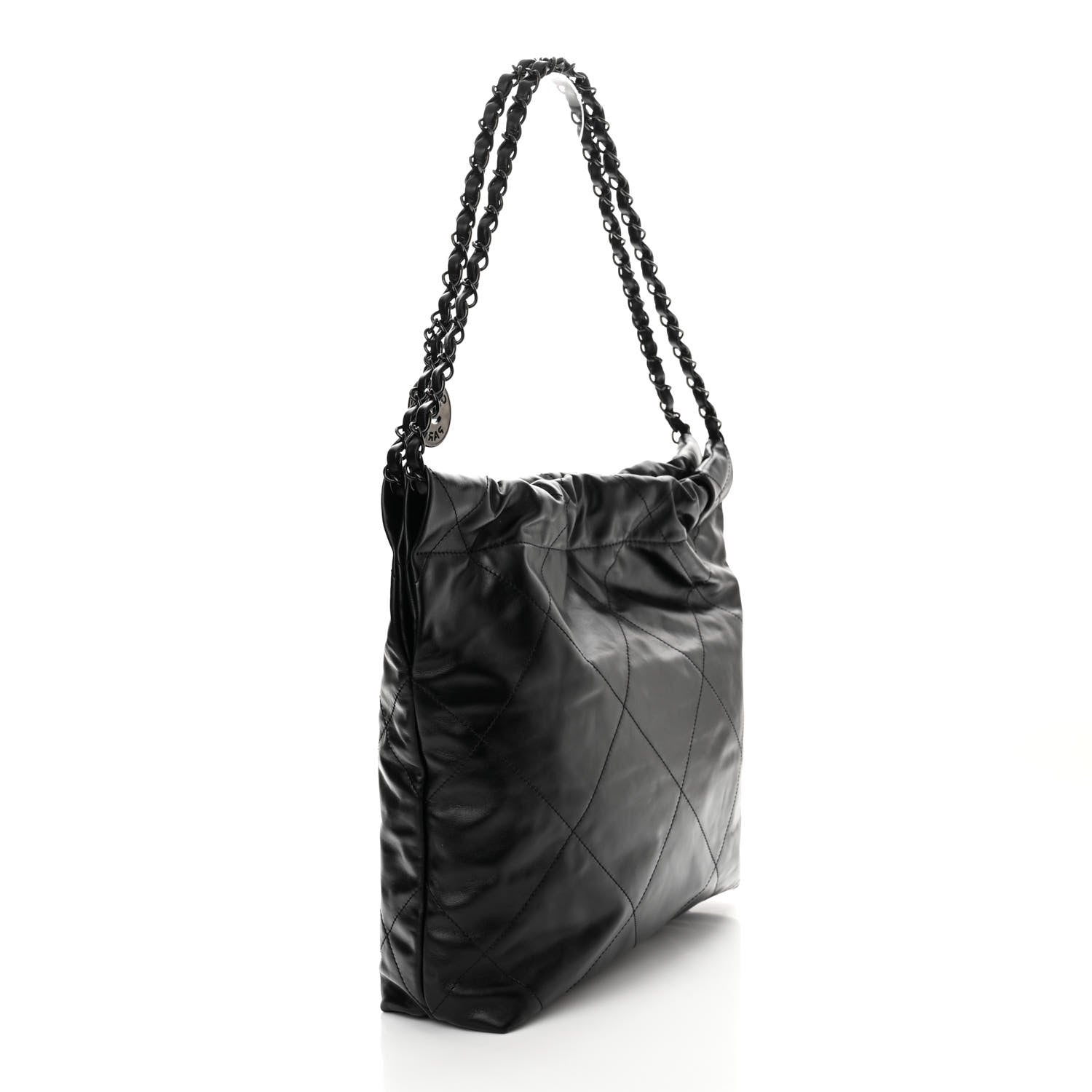 Chanel Shiny Calfskin Quilted Small Chanel 22 So Black 4 of 12