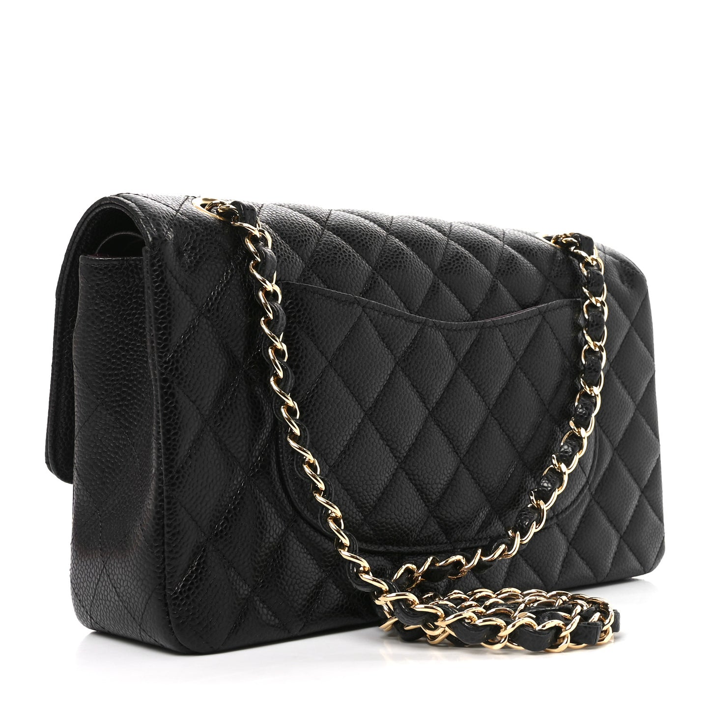 Caviar Quilted Medium Double Flap Black