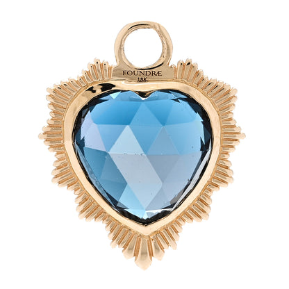 Foundrae 18K Yellow Gold London Blue Topaz Heart Love Medallion Pendant 1 of 4