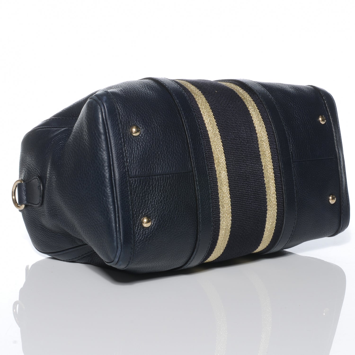 Gucci Calfskin Vintage Web Medium Boston Navy 4 of 8