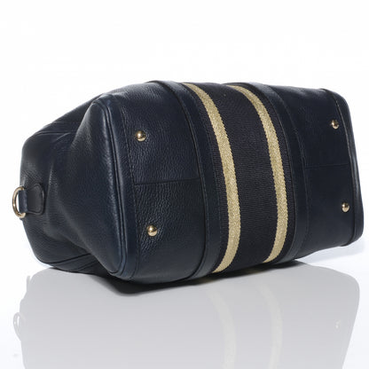 Gucci Calfskin Vintage Web Medium Boston Navy 4 of 8