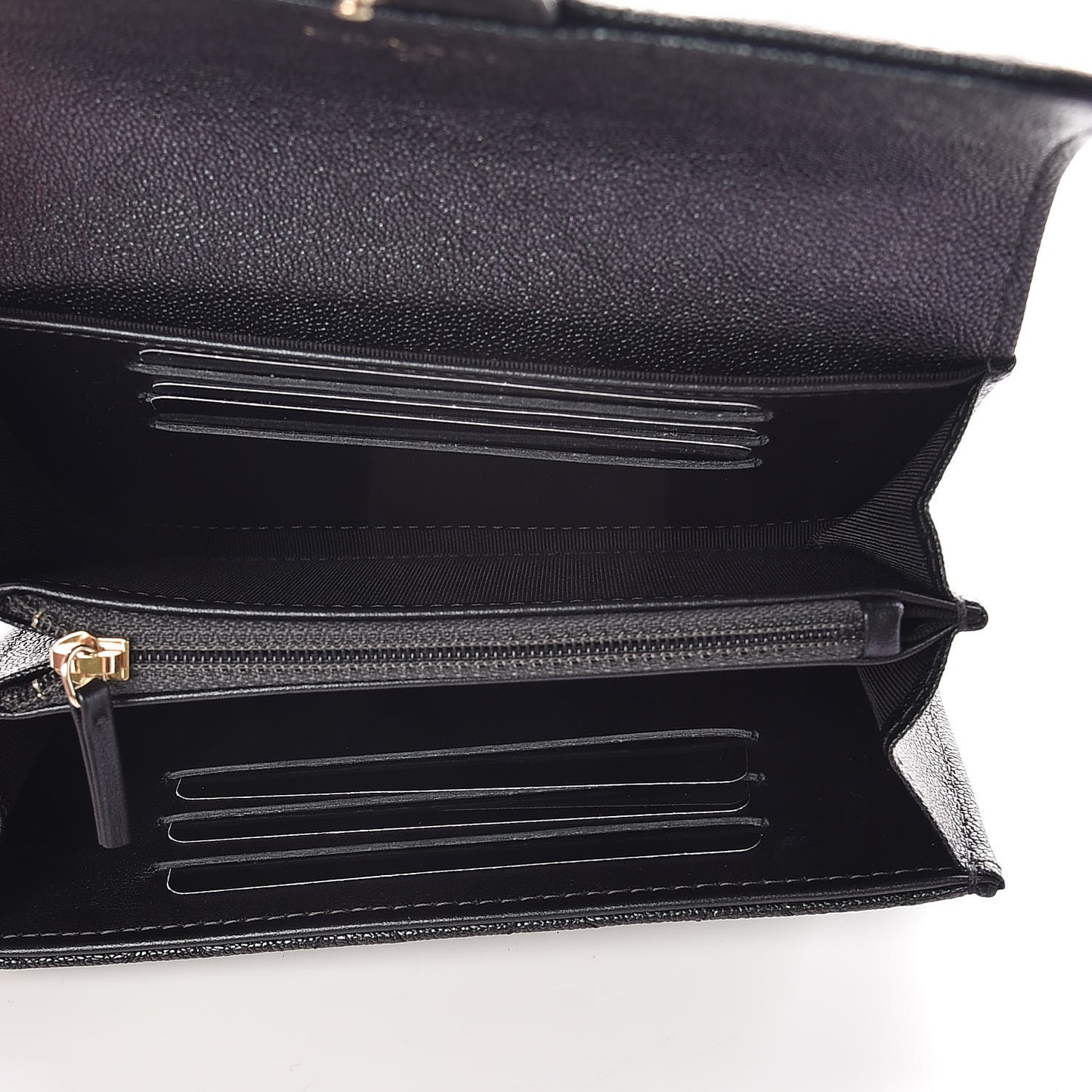 Iridescent Caviar Quilted Medium Flap Wallet Black