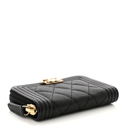 Chanel Caviar Quilted Boy Zip Around Coin Purse Wallet Black 4 of 7