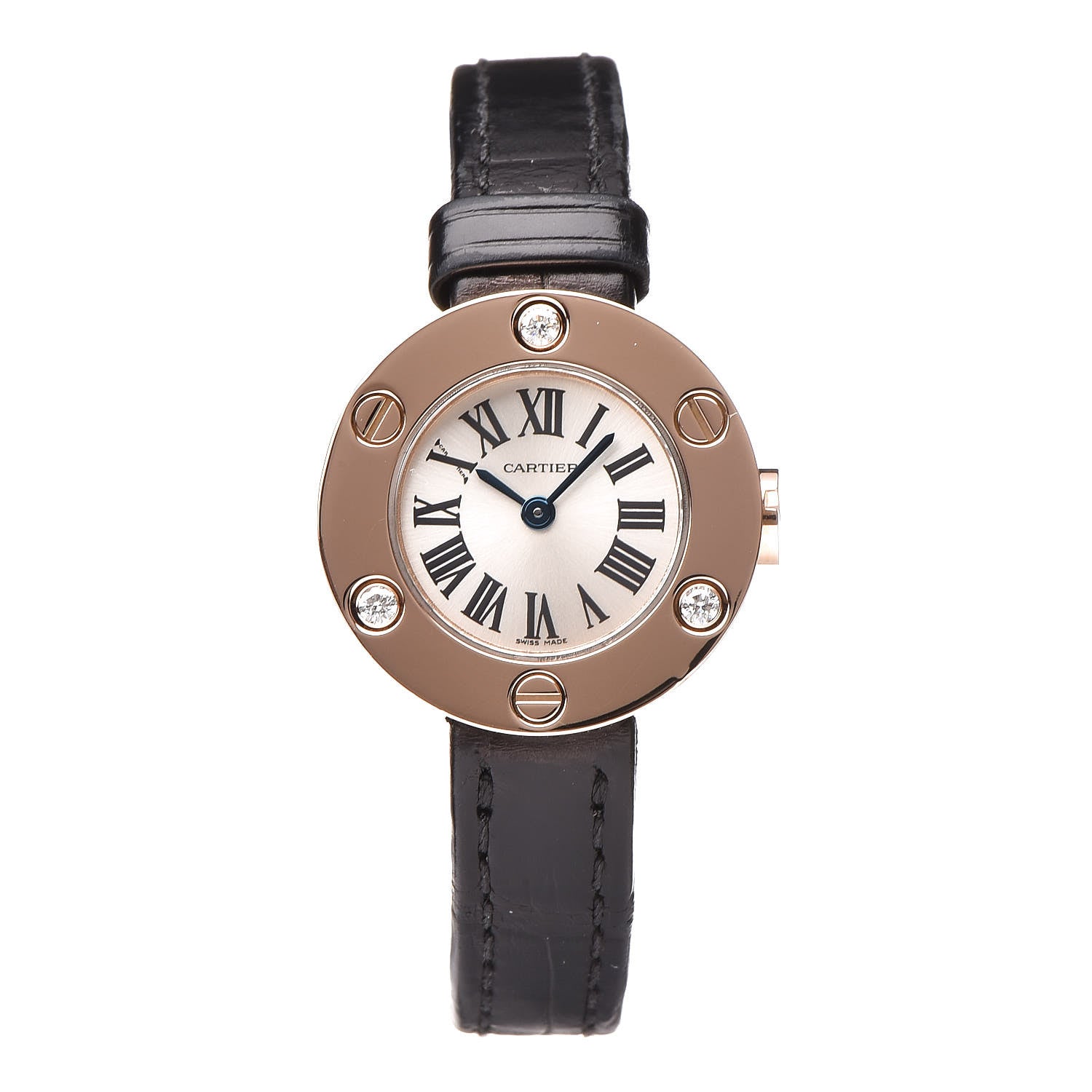 Cartier 18K Pink Gold Alligator Diamond 23mm Love Quartz Watch 1 of 8