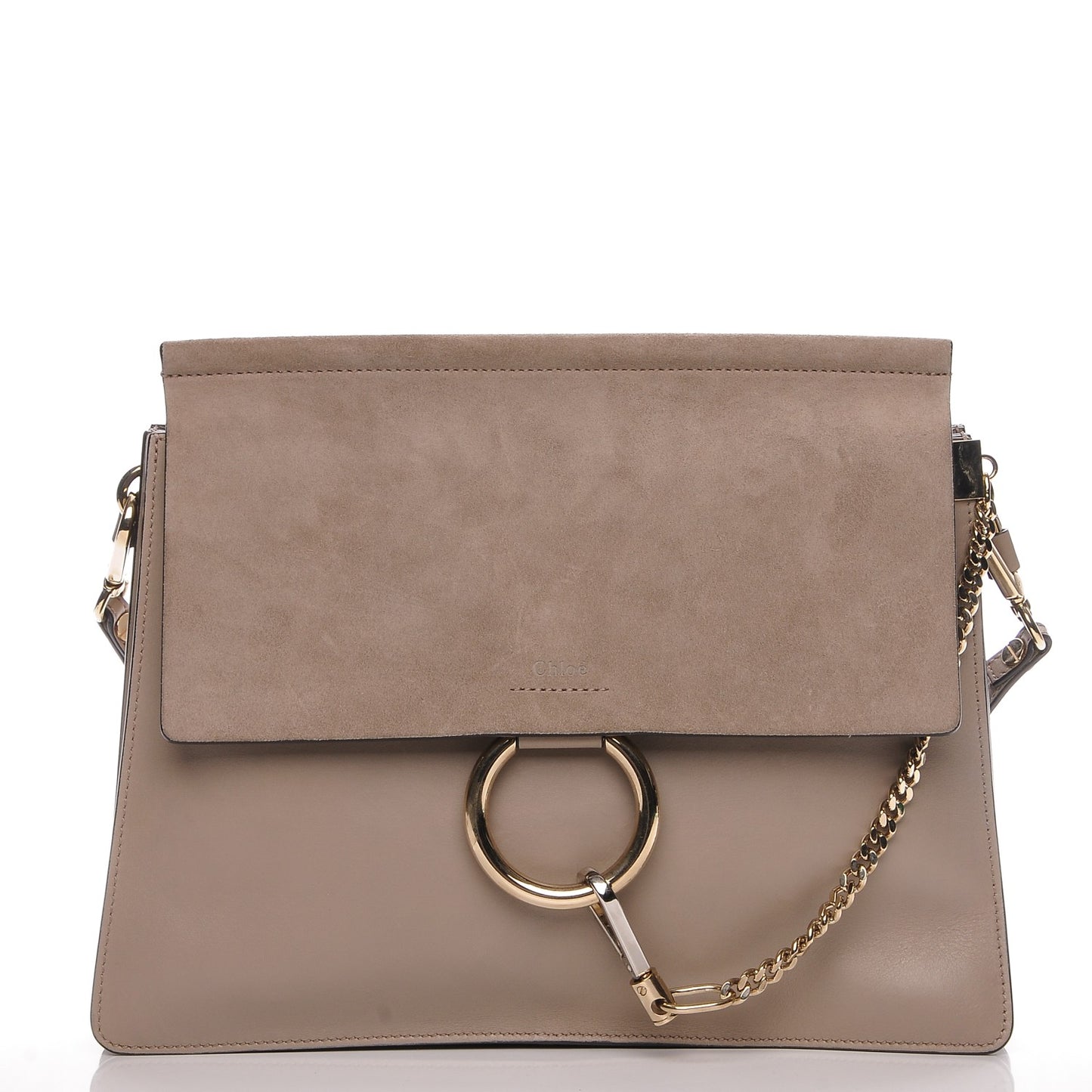 Calfskin Suede Medium Faye Shoulder Bag Motty Grey