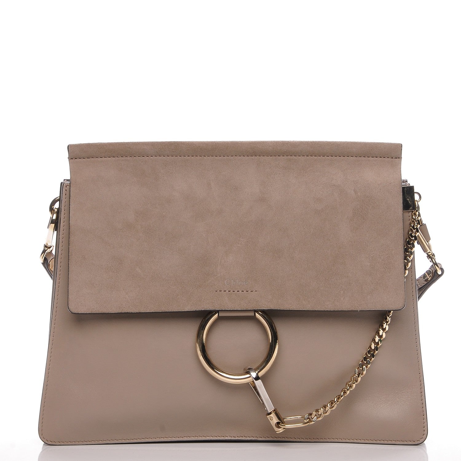 Chloe Calfskin Suede Medium Faye Shoulder Bag Motty Grey 1 of 7