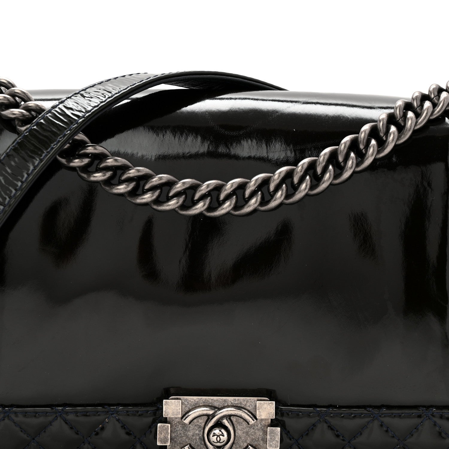 Chanel Patent New Medium Boy Reverso Flap Navy 8 of 10